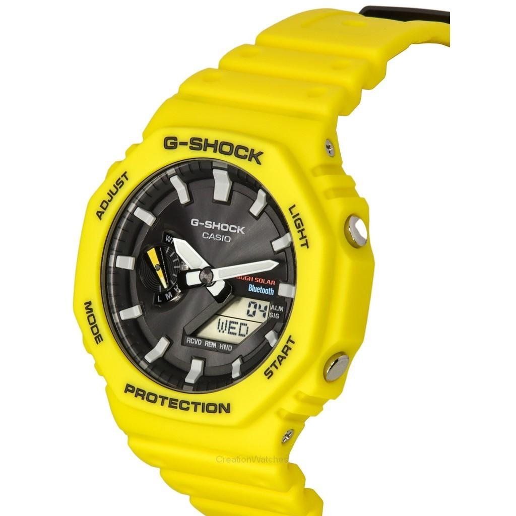 Casio G-Shock Mobile Link Analog Digital Gelbes Harzarmband Schwarzes Zifferblatt Solar GA-B2100C-9A 200M Herrenuhr