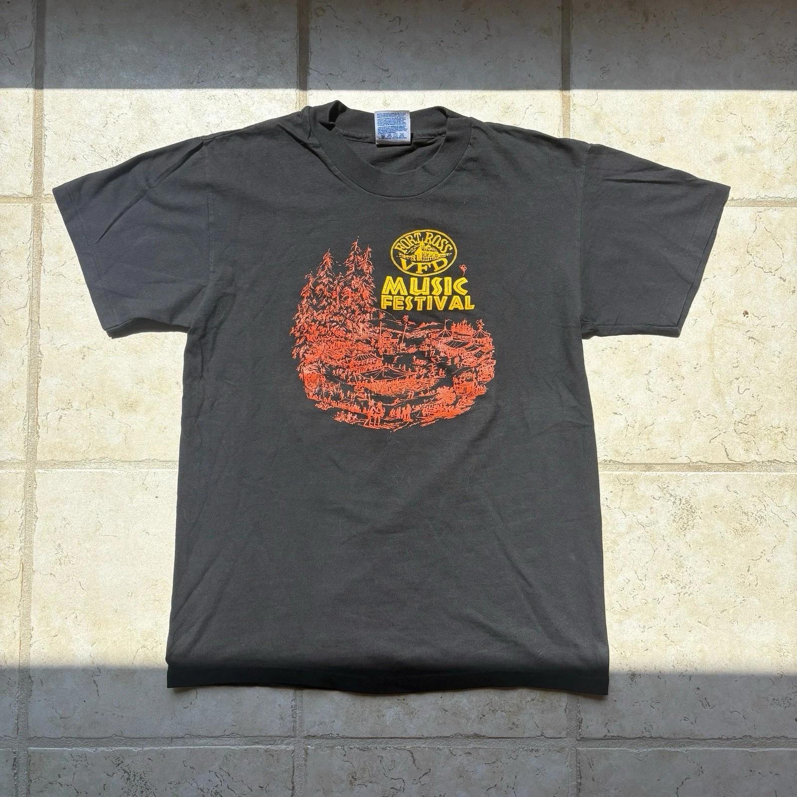 

Винтажная футболка с графическим принтом Fort Ross VFD Music Festival California, 90-е, Черная, Размер Medium 3XL