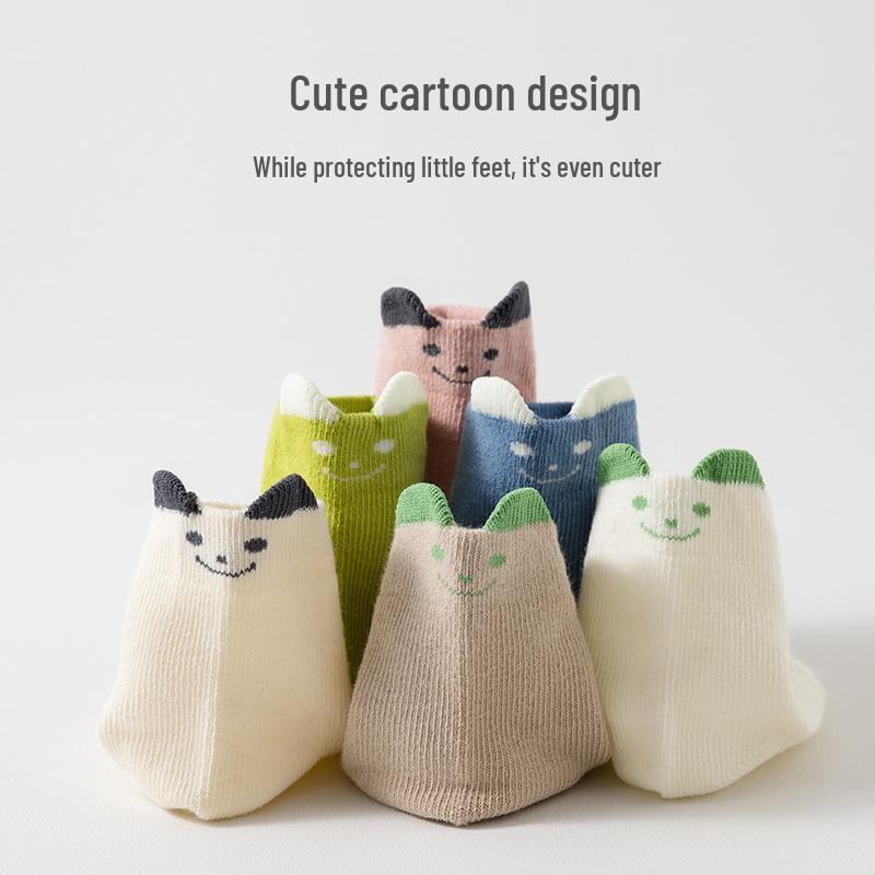 Breathable Mid-Calf Baby Socks: Cute, Loose Cuff, Pure Cotton for Boys and Girls