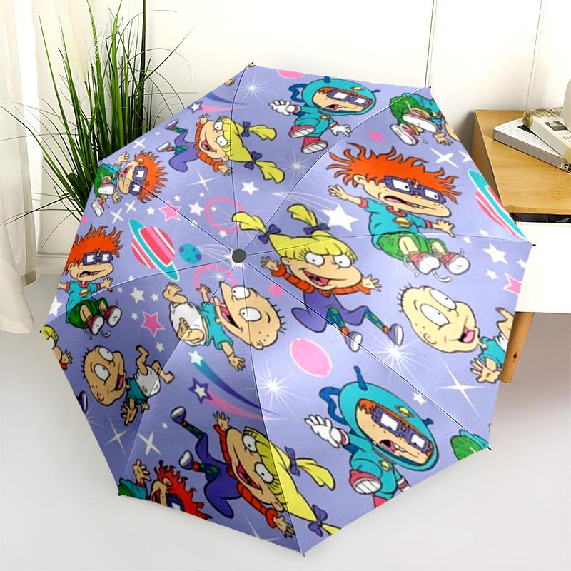 Rugrats Playtime Squad Folding Umbrella Travel Suitable For All Seasons Umbrella Gift Travel