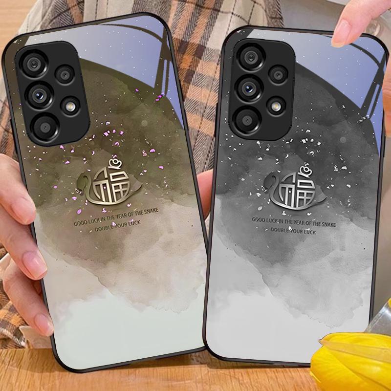 Sending Blessings For Samsung Galaxy S 8 9 10 20 Plus 21 FE 22 23 24 Ultra S7 Edge Black Tempered Glass Phone Case Hard Shell