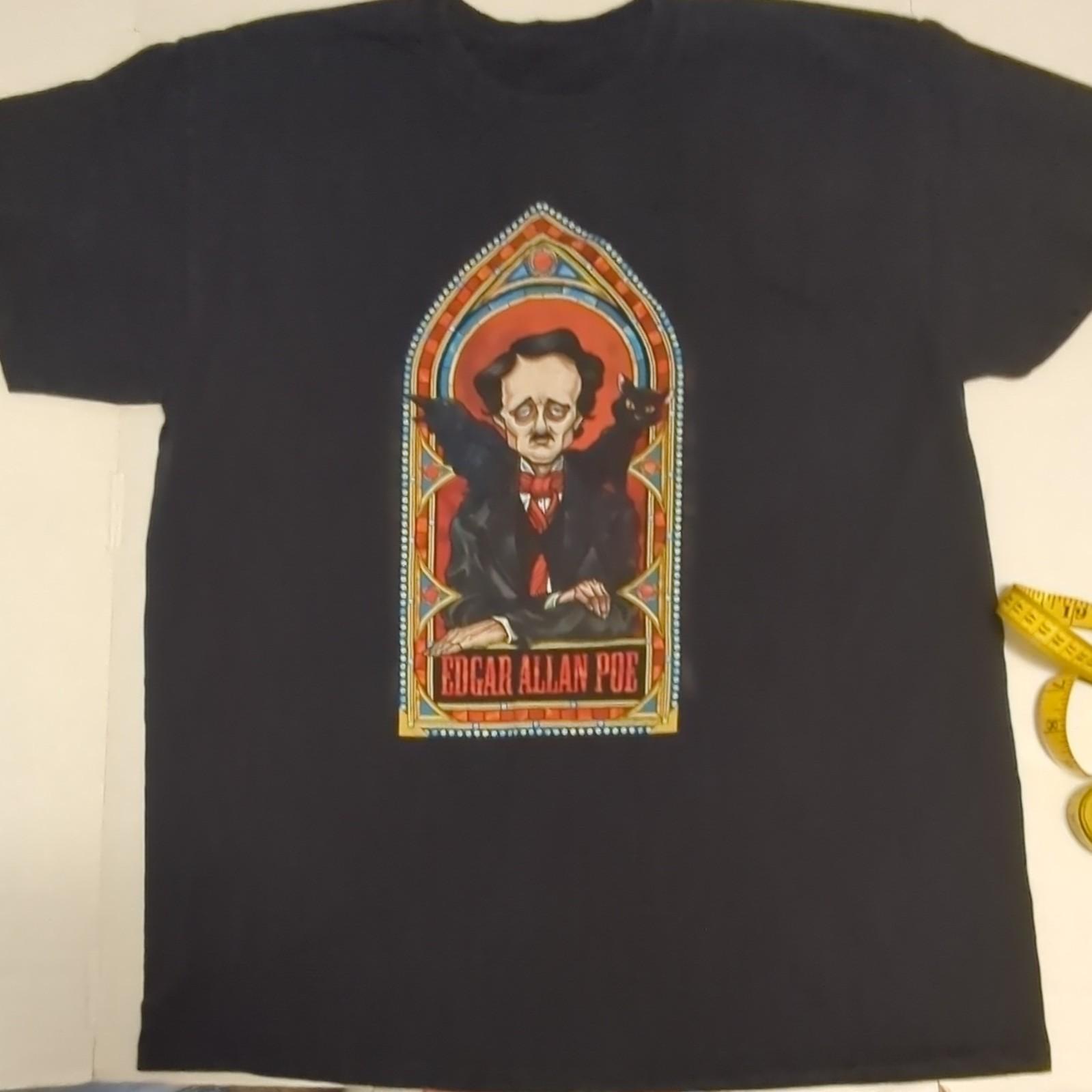 Black Edgar Allan Poe Gothic Literature Graphic Crew Neck Men s T-Shirt Size L Unisex T-Shirt XXXXL