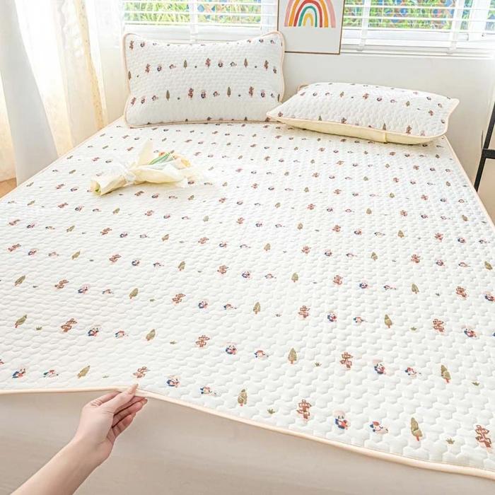 Ice silk mat cool mattress protective cover 3-piece set machine washable cool air conditioner seat