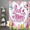 Mother's Day Heartfelt Floral Butterfly Shower Curtain, Bathroom Decorative Shower Curtain, Waterproof Shower Curtain with Hooks