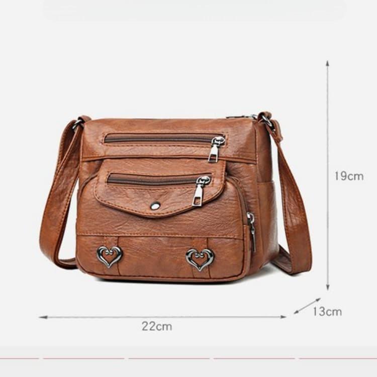 Vintage Multi-pocket Crossbody Shoulder Bag Soft Leather Women's Bag