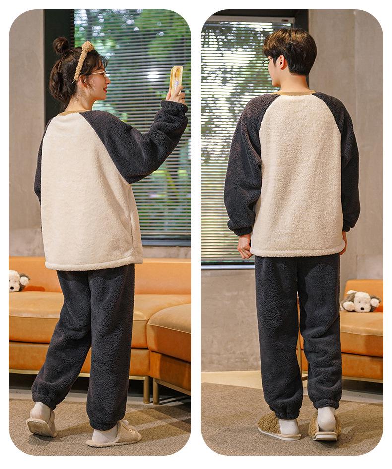 Pánské a dámské silné pyžamo z korálového fleecu: Hřejivá sametová flanelová zimní souprava