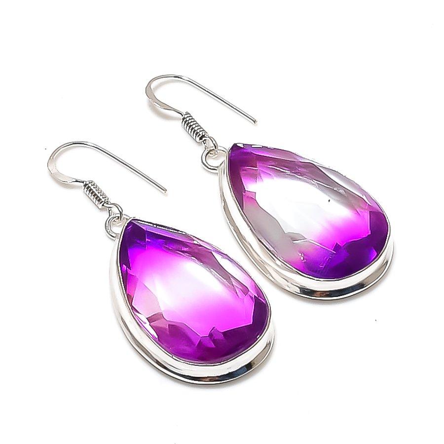 Натуральный двуцветный турмалин Серьги из стерлингового серебра 925 пробы 1.97  AE-11899