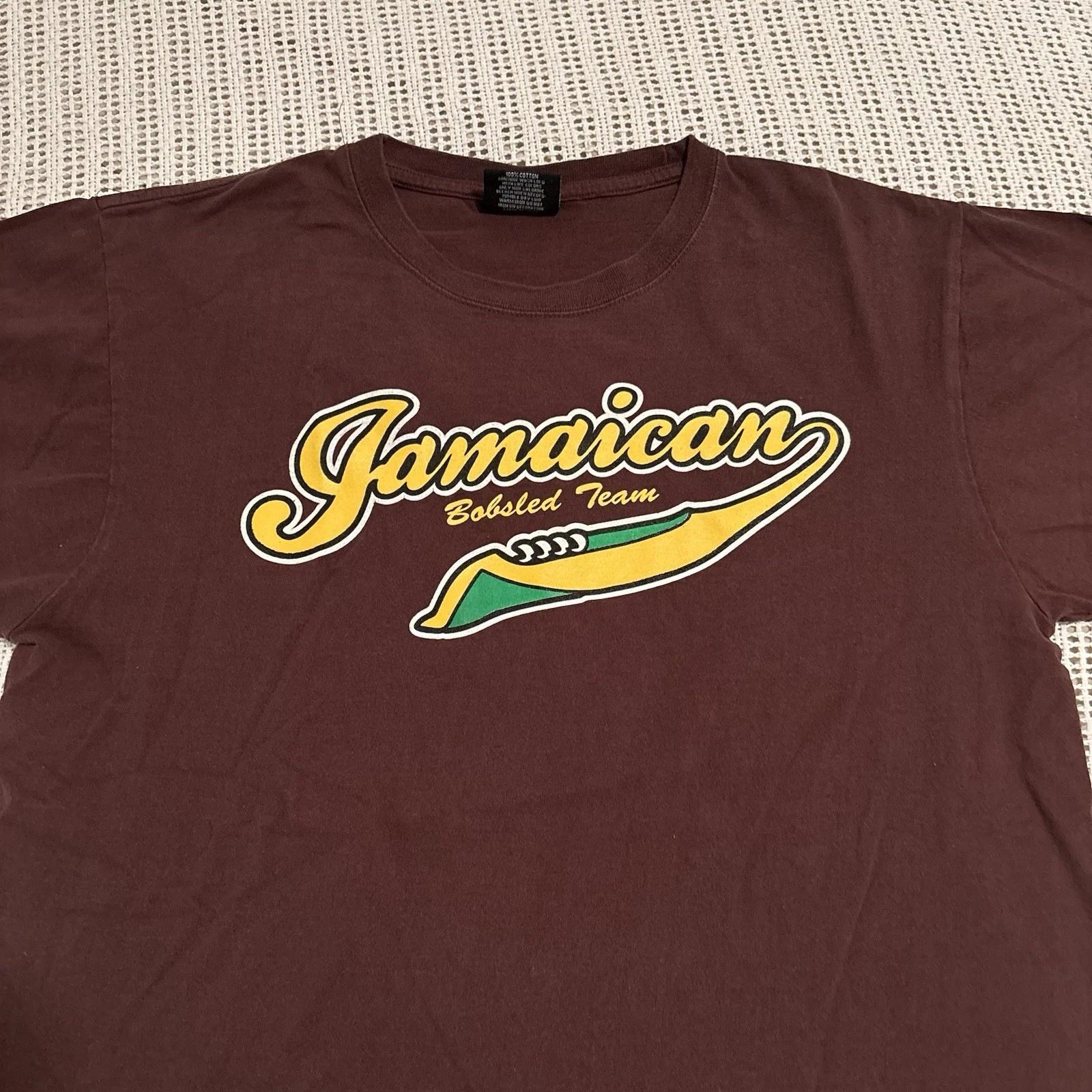 

Vintage Jamaican Bobsled T Shirt Brown Tee Movie Promo Travel Brown - Mens Large XL