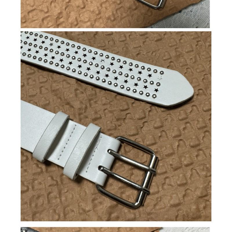 Y2K White PU Belt With Rhinestone Embellishment Jeans Or Casual Pants Alloy Pin Buckle 3.8cm Wide 100cm Length
