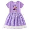 Korean-Style Kpop Demon Slayer Mesh Princess Dress for Kids - Short Sleeve for Summer, Long Sleeve for Spring/Autumn