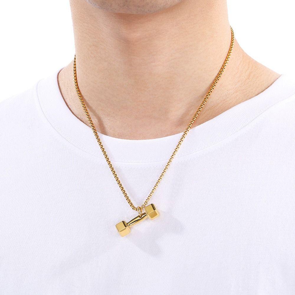 Mini Dumbbell Necklace Titanium Steel Dumbbell Sports Necklace  Fitness Prople