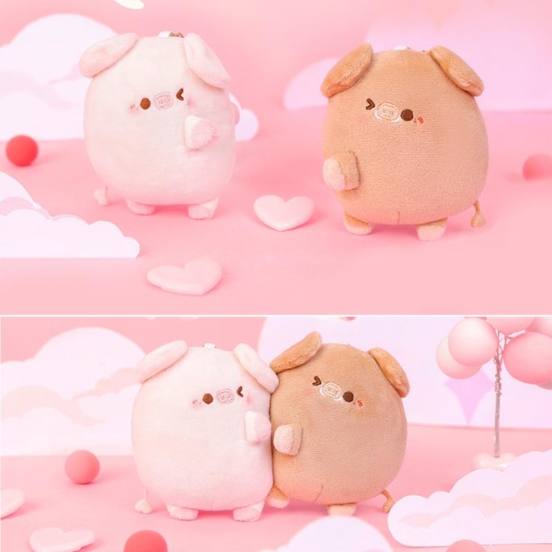 1 Paar Plüsch-Magnetisches Partner-Schwein Schlüsselanhänger Niedliches Plüschtier Kawaii-Mädchen Weihnachtsgeschenk Personalisierter Magnet Rucksackanhänger