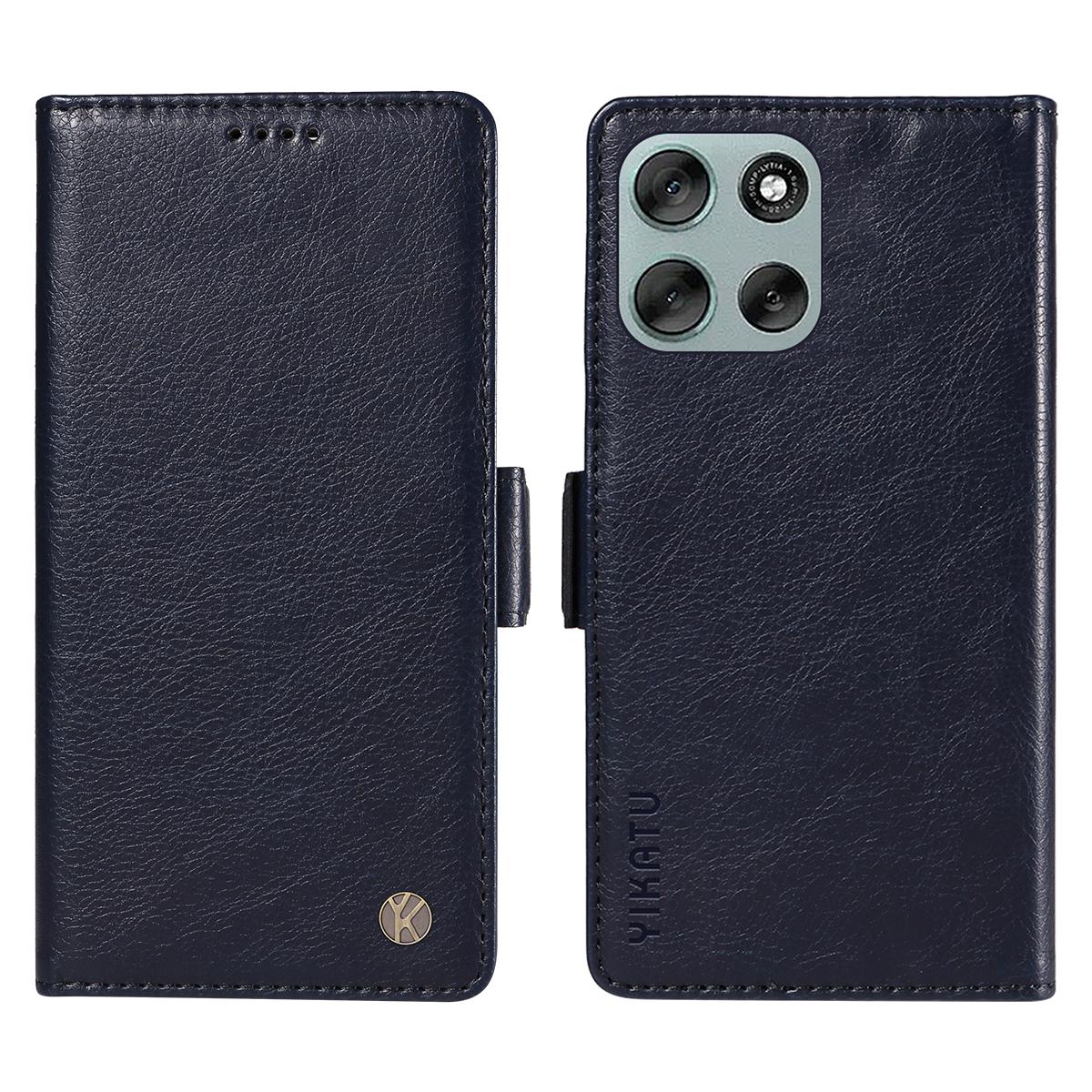 

For Motorola Moto G56 5G Case YIKATU YK-007 Litchi Texture PU Leather Wallet Phone Cover Navy Blue