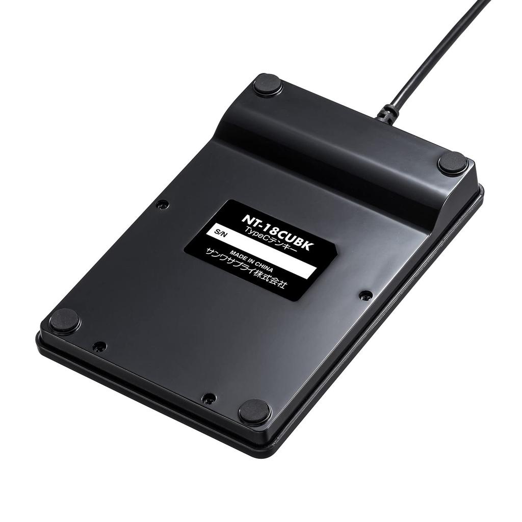Sanwa Supply NT-18CUBK Numeric Keypad, Wired USB Type-C Connection, Isolation Key, Black