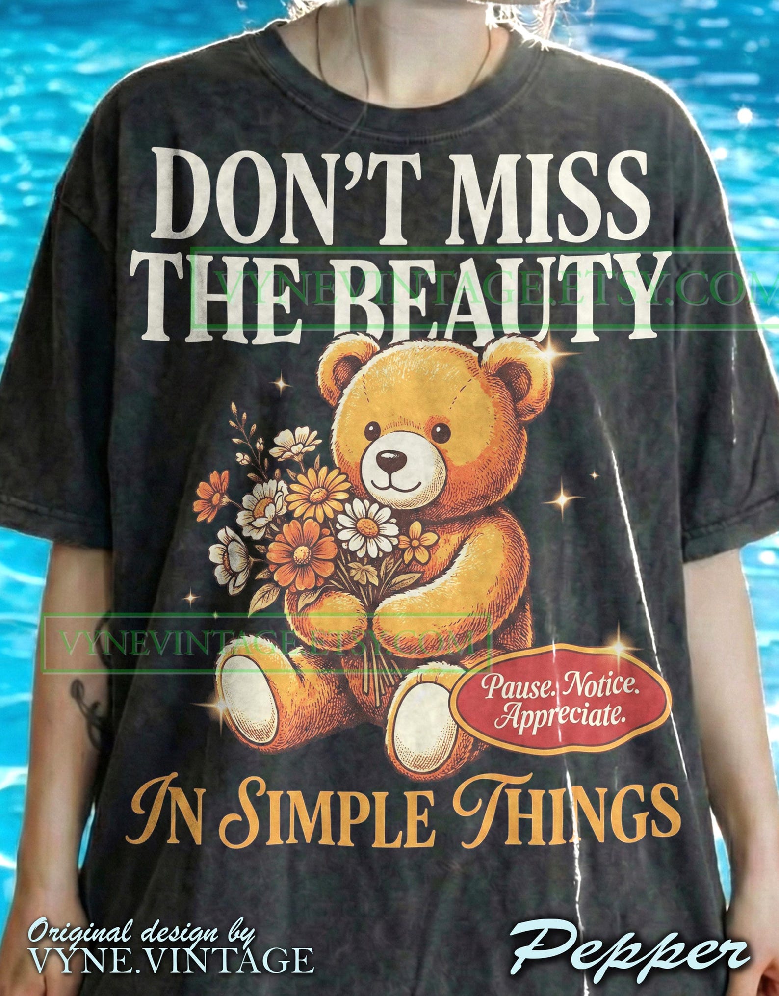 Simple Things Bear Comfort Colors® Tshirt, Vintage 90S Style Tees, Floral Animal Lover Sweater, Positive Vibe Tanktop, Streetwear Gift 4XL