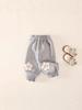 Girls' Winter Velvet-Lined Trousers – Thick, Cuffed, Cartoon Design, Warm Sweatpants for Autumn/Winter.