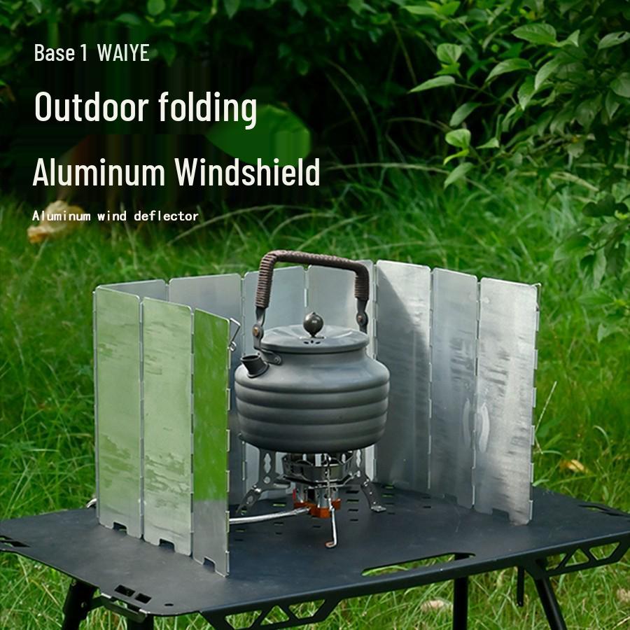 

Portable Aluminum Windshield for Camping Stove - Ultralight, Foldable, with Pegs
