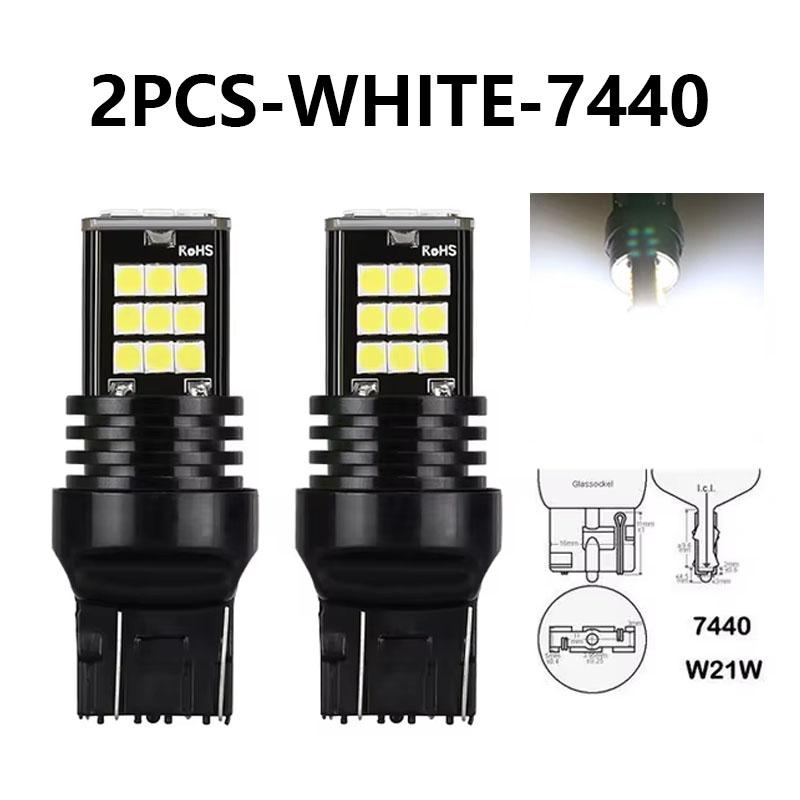 2PCS Signal Lamp Amber T20 7440 LED Brake Light Reverse Light Bulb Fit for Universal Car W21W WY21W Turn Light 12V Super Bright