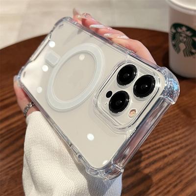 Shockproof Magnetic Clear Case For  Iphone 15 14 13 11 12 Pro Max 15 Plus Magsafe Wireless Charge Acrylic Transparent Cover