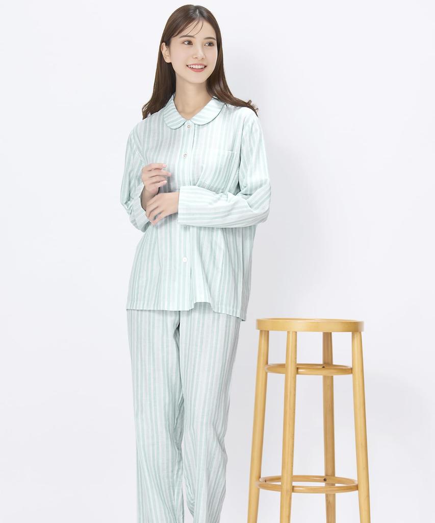 EP8070 Long Sleeve Pajamas with Cotton Double Gauze Wing/Wacoal Women's Pants, 100% (Body),