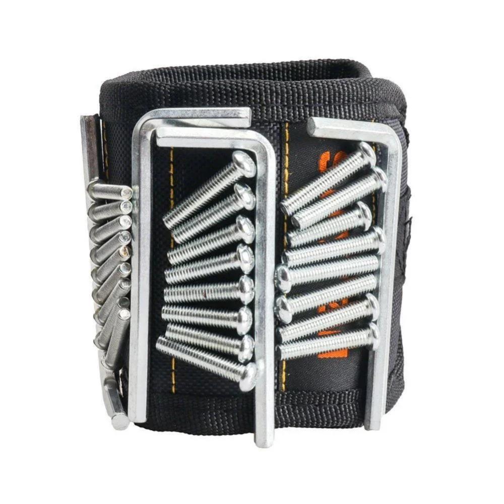 

Сильный магнитный браслет, портативная сумка для инструментов, электрик, регулируемый ремень на запястье, винты, маленькие металлические гвозди, болты Black 5th row