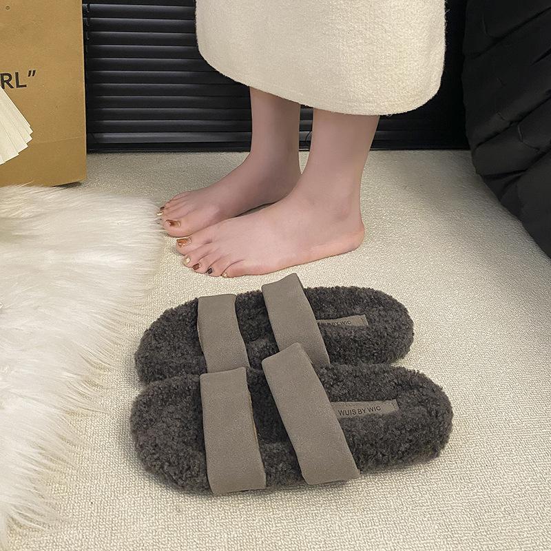 Comfortable Soft-soled Fashion Mao Mao Slippers Retro Fashion Outer Wear 2025 Versatile Word with Thick-soled Mao Mao Shoes Women's Trend