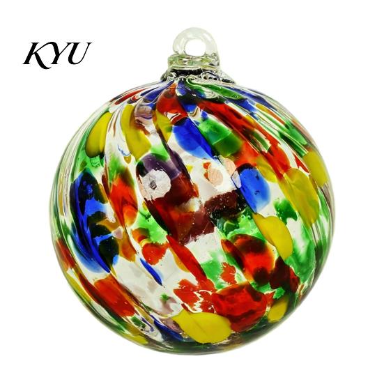 High Borosilicate Glass Spheres Hand Blown Ball Ornament, Colorful Christmas Hanging Decoration Reflective Baubles for Tree, Window, Patio,