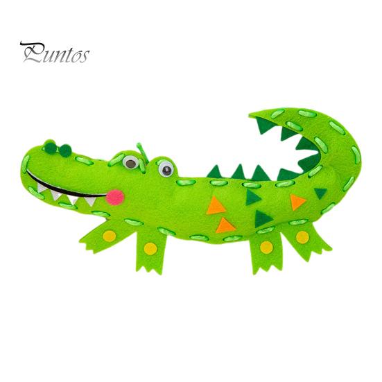 1 zestaw Cartoon Animal Doll Sewing Kit DIY Handmade Non-woven Fabric Animal Plushie Stuffed Animal Craft Sewing Kit Beginner Toddlers Boys Girls Gift