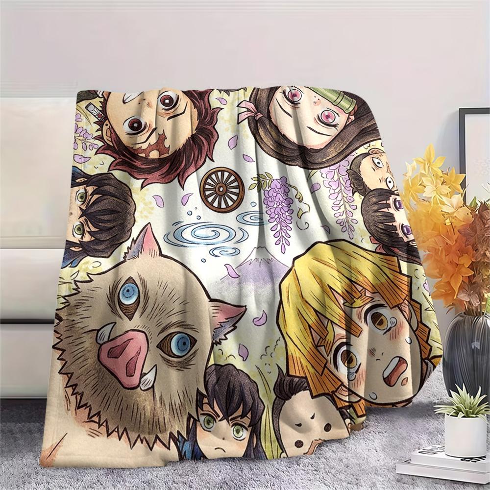 Demon Slayer Tanjiro Print Flannel Blanket, Ultra Soft High Quality All Seasons Warm Throw, Home Decor Cozy Blanket, Perfect Christmas Gift