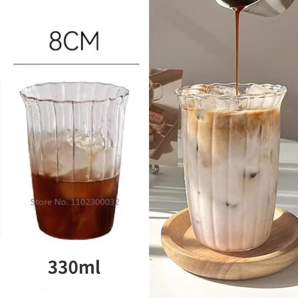 1pc Transparent Vertical Coffee Cup Cocktail Glass Granules Phnom Penh Glass Glass Juice Cup Coffee Whisky Cup.