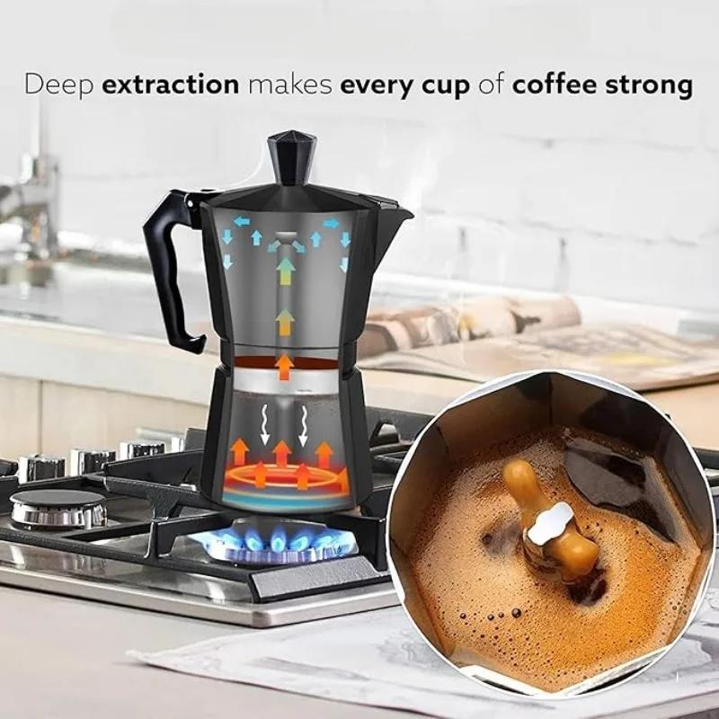 Aluminium Moka Pot Klassieke Koffiezetter voor op het Fornuis Herbruikbaar Filter Espresso Koffiezetter met Anti-brandgreep Ontwerp Keuken Gebruik