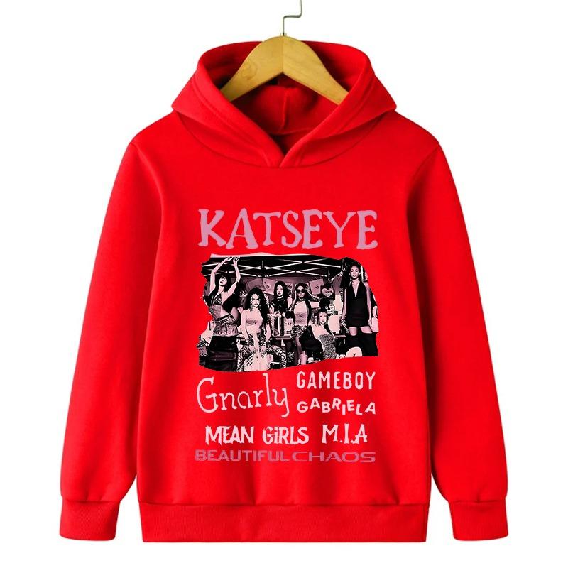 Girls Group Katseye Graphic Hoodies Boys Girls Hooded Sweatshirts Toddler Kids Casual Pullovers Idol Printed Harajuku Sportwear