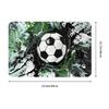 Abstract Football Art Doormat Black Green White Printed Polyester Machine Washable Cold Water Only 80x50cm