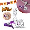 Halloween Party Copper Purple Witch Magic Hat Pendant Beads Fit Charms Diy Bracelet For Jewelry Making Women Gift