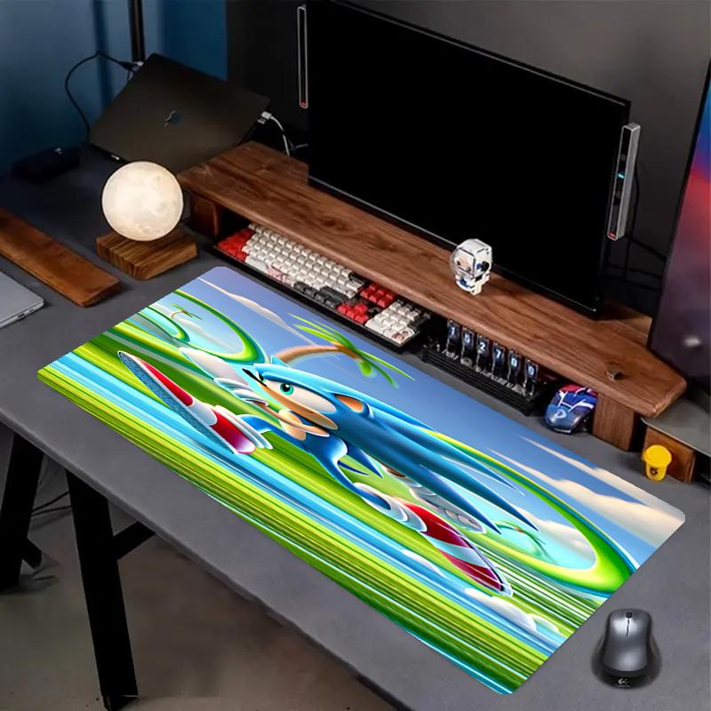 Sonic Theme Mouse Pad, Non Slip Rubber Base, Multifunctional Office & Home Decor, Perfect for Workspace Personalization.