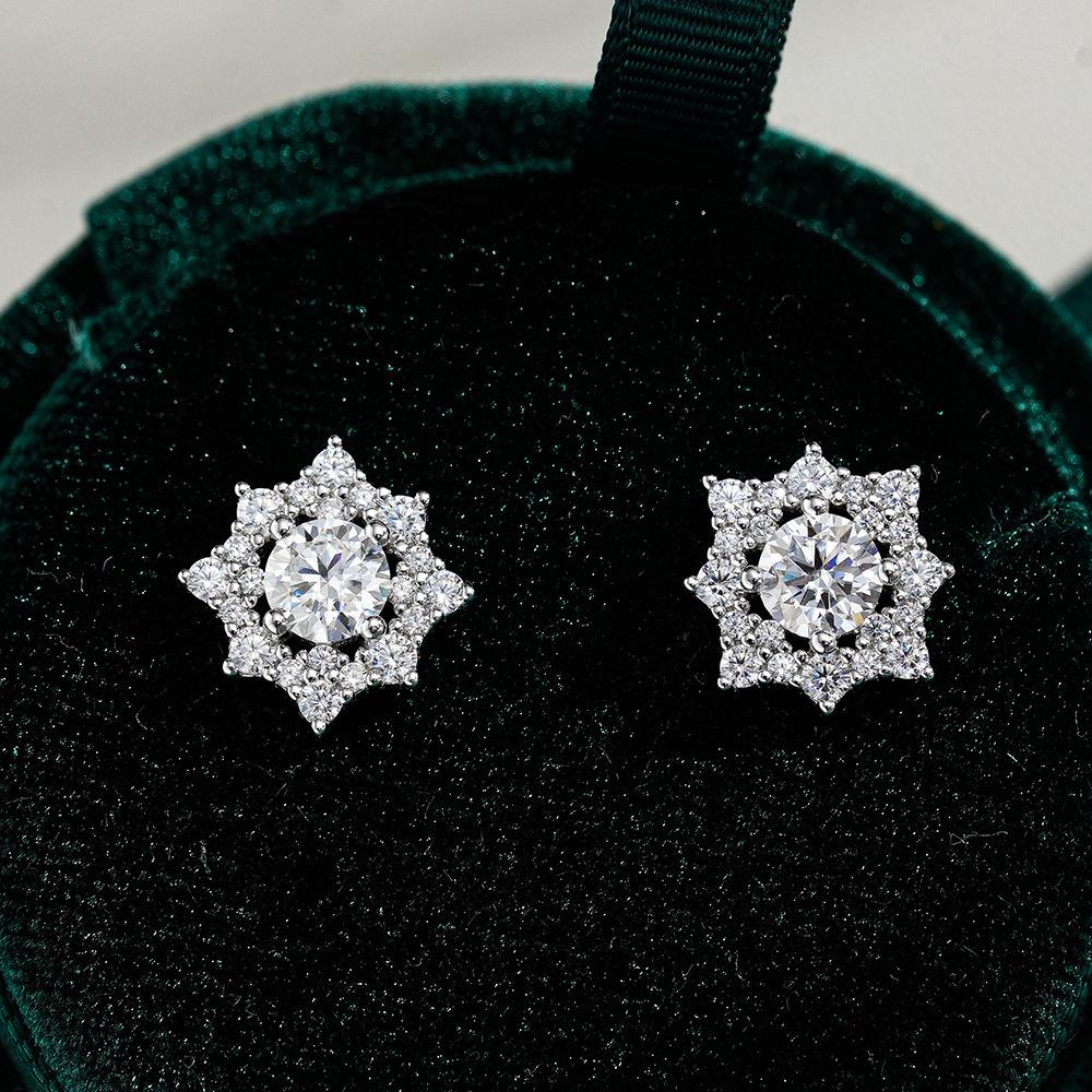 Unisex Irregular Moissanite Stud Earrings In Sterling Silver - Hip Hop Fashion