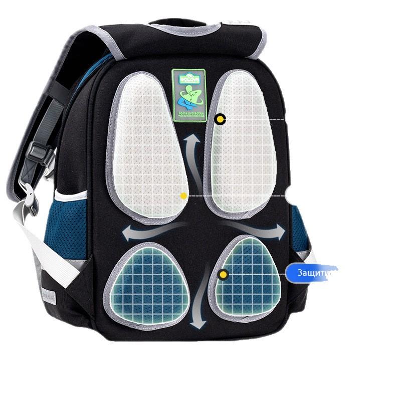Kids School Backpack Grades 1-3 Waterproof Oxford Fabric Lightweight Ergonomic Design With Reflective Safety Stripes