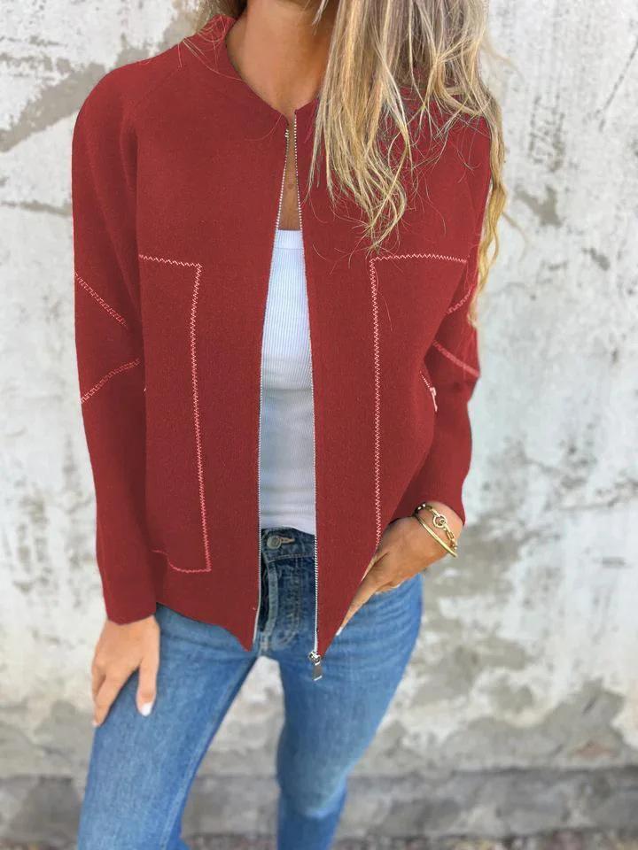 2024 Autumn/Winter Slimming Casual Zipper Jacket - Plain Color Bestseller for Warmth
