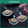 Wwj Shape Multicolor Fan Zirconia Necklace Earrings Jewelry Sets