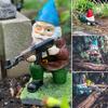 Garden Shooter Gnome Statue Resin Sniper Gnome Ornament Military Gnome Decoration