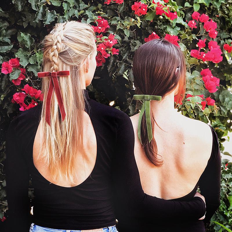Lystrfac Vintage Schwarzes Samt Schleife Haarspangen für Frauen Langes Band Haarnadel Einfache Top-Klammer Damen Haarklammern Haaraccessoires