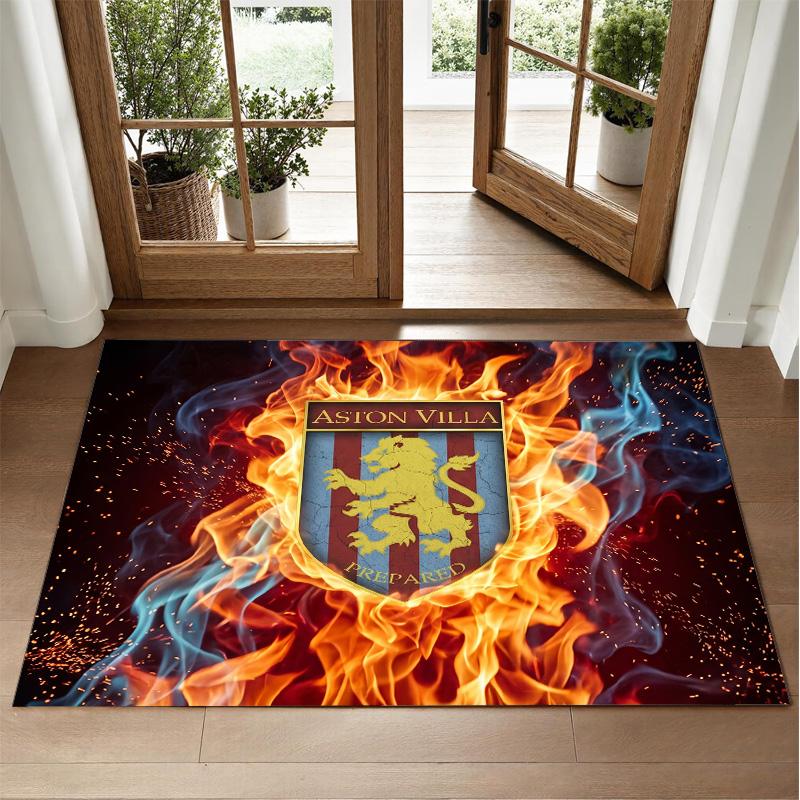 Aston Villa Football Design Crystal Velvet Rug Soft Decorative Mat for Bedroom Entrance