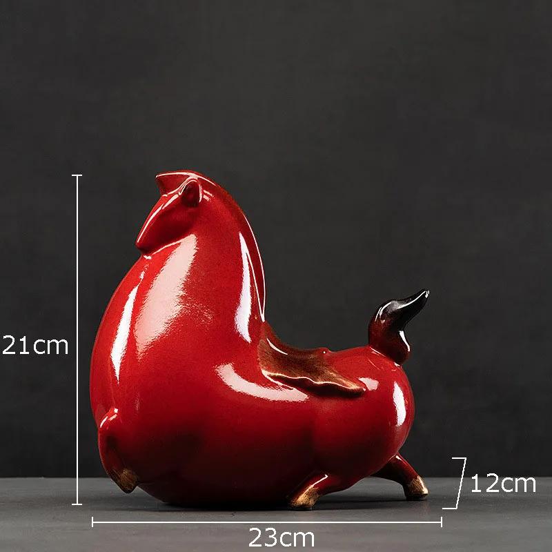 Statua in Ceramica Cavallo Grasso Creativo, Decorazione per la Casa, Scultura Cavallo Rosso Tang Fortunato, Decorazione per Soggiorno, Artigianato Retro