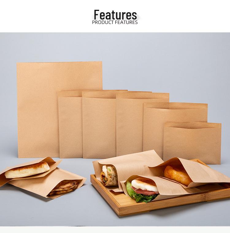 Oil-Proof Kraft Paper Food Bag for Pancakes, Roujiamo, Shaobing, and Barbecue Snacks