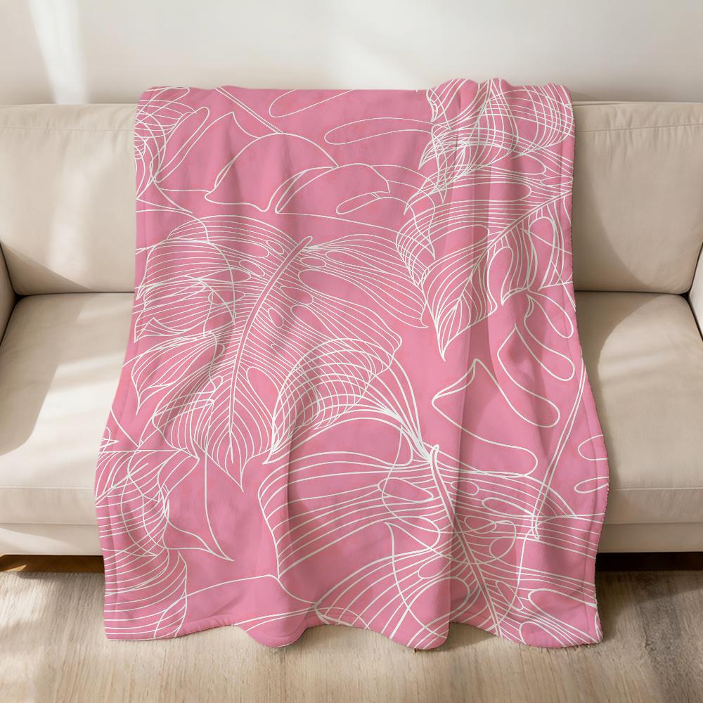 Fashion Art Monstera Leaf Nude Flannel Soft Warm Plush Blanket For Sofa Living Room Pet Hogar Bedroom Gift Home Car Portable