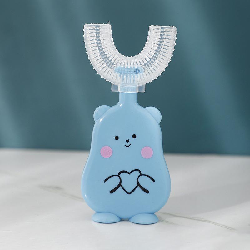 1Pc U-shaped Children's Baby Toothbrush 2-12 Years Old Baby Creative Cartoon Manual Children's  Silicone Toothbrush