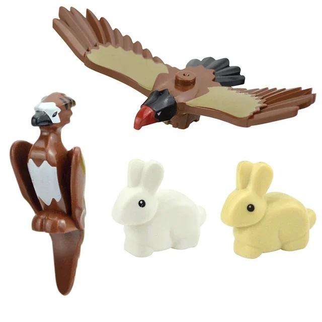 MOC Animals Building Blocks Flamingo Swan Otter Cat Dog Pug Chick Duck Eagle Sheep Owl Rabbit DIY Model Brick Toys for Children