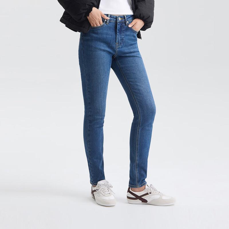 Lee Women's Mid-Blue High-Waist Brushed Warm Jeans