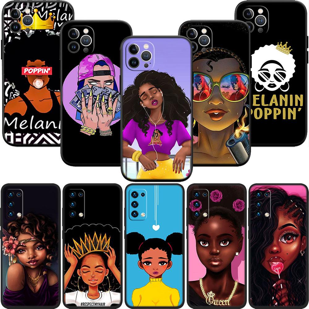 CJ88 Poppin Black Girl Soft Shell Phone Case for Xiaomi Poco C40 C50 C51 C55 C65 C71 C75 F3 F5 F6 F7 M2 M3 Pro Ultra