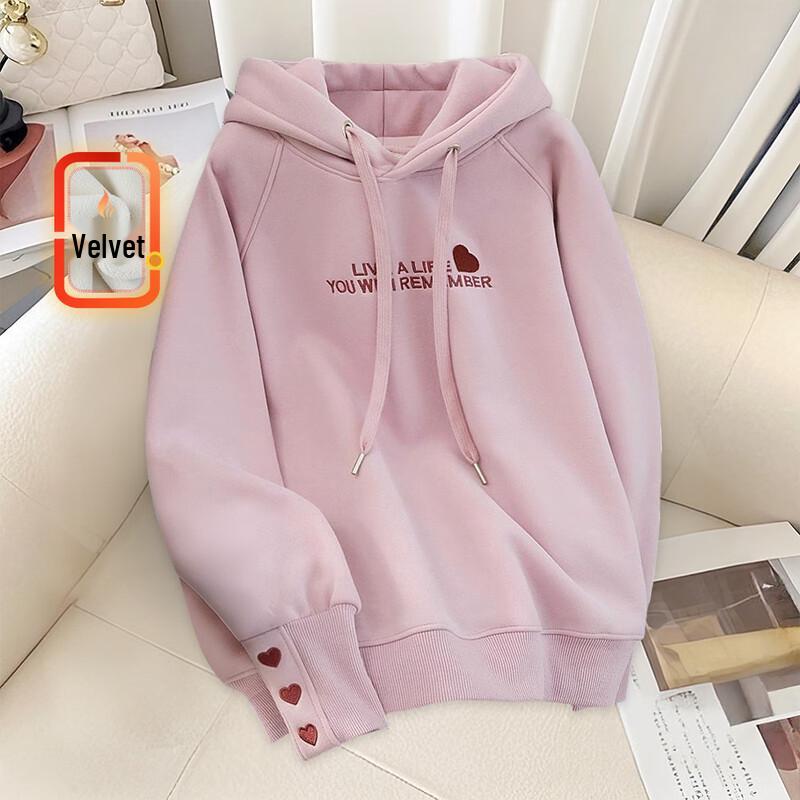 

Ta Chi Women s Heart Letter Embroidered Fleece Hoodie One Size